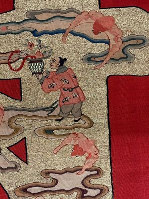 Three Chinese embroidered silk cloths with figural designs, 19/20th C. — 照片 19