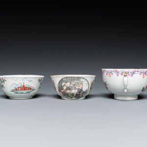 Three Chinese export porcelain cups and saucers, Qianlong — photo 6