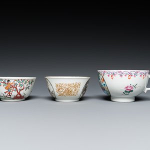 Three Chinese export porcelain cups and saucers, Qianlong — photo 7