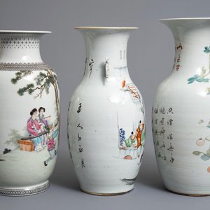 Three Chinese famille rose and qianjiang cai vases, 19/20th C. — 照片 2