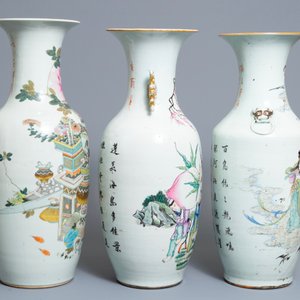 Three Chinese famille rose and qianjiang cai vases, 19/20th C. — 照片 2