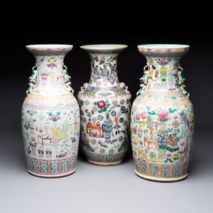 Three Chinese famille rose 'antiquities' vases, 19th C. — photo 1