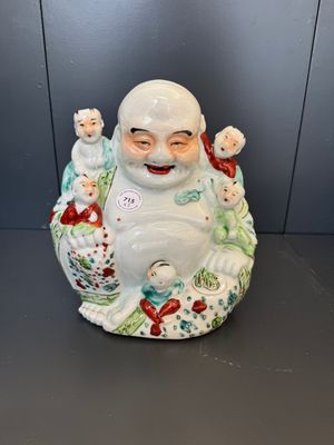 Three Chinese famille rose Buddhas, Zhu Mao Ji Zao 朱茂記造 mark, Republic — foto 1