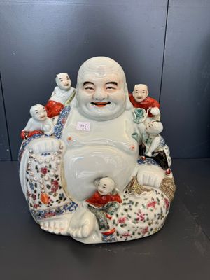 Three Chinese famille rose Buddhas, Zhu Mao Ji Zao 朱茂記造 mark, Republic — foto 15