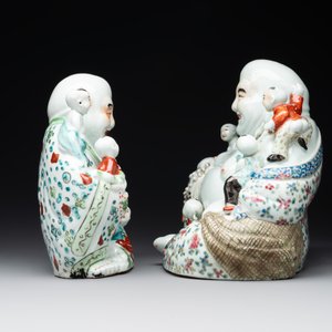 Three Chinese famille rose Buddhas, Zhu Mao Ji Zao 朱茂記造 mark, Republic — foto 5