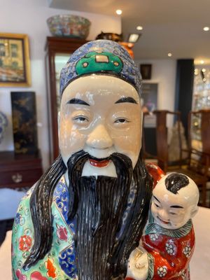 Three Chinese famille rose figures of star gods and a lady, Zhu Mao Ji Zao 朱茂記造 mark, Republic — foto 48