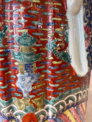 Three Chinese famille rose figures of star gods and a lady, Zhu Mao Ji Zao 朱茂記造 mark, Republic — foto 6