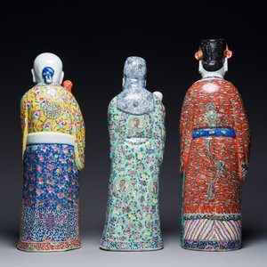Three Chinese famille rose figures of star gods, seal marks, 19/20th C. — photo 3
