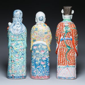 Three Chinese famille rose figures of star gods, seal marks, 19/20th C. — foto 4