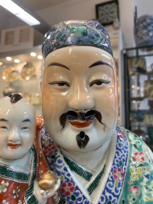 Three Chinese famille rose figures of the star gods and a figure of a lady, 19/20th C. — photo 29