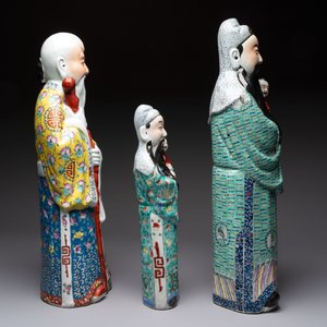 Three Chinese famille rose figures of the star gods, Mao Ji Sheng 茂記生 and You Long Sheng 游隆盛 mark, 19/20th C. — photo 5
