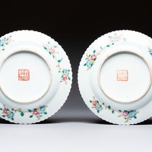 Three Chinese famille rose 'Phoenix and Peony' plates for the Straits or Peranakan market, Jingzhen Cao Shuntai Zao 景鎮曹順泰造 mark, 19th C. — photo 5