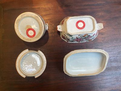 Three Chinese famille rose plates, a butter tub and a tureen and cover, Qianlong — photo 3