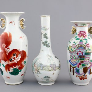 Three Chinese famille rose porcelain vases, 19th C. — foto 1