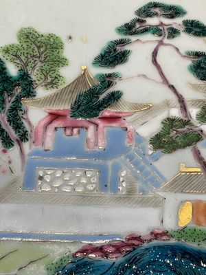 Three Chinese famille rose 'river landscape' dishes, Qianlong — foto 4
