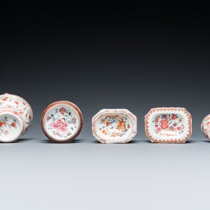 Three Chinese famille rose salts and two Dutch-decorated salts, Kangxi/Qianlong — 照片 6