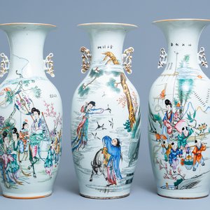 Three Chinese famille rose vases, 19/20th C. — photo 1