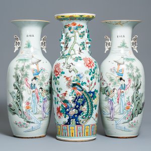Three Chinese famille rose vases, 19/20th C. — photo 1