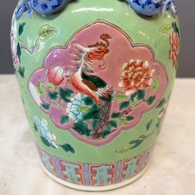 Three Chinese famille rose vases for the Straits or Peranakan market, one mounted as a lamp — photo 3