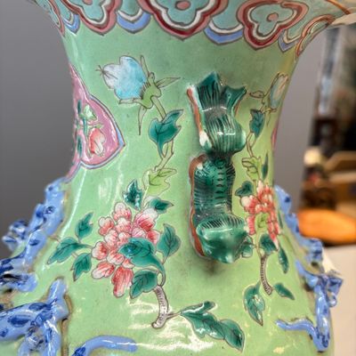 Three Chinese famille rose vases for the Straits or Peranakan market, one mounted as a lamp — photo 5