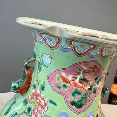 Three Chinese famille rose vases for the Straits or Peranakan market, one mounted as a lamp — photo 9