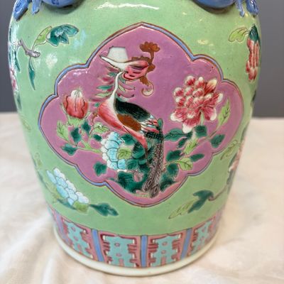 Three Chinese famille rose vases for the Straits or Peranakan market, one mounted as a lamp — photo 11