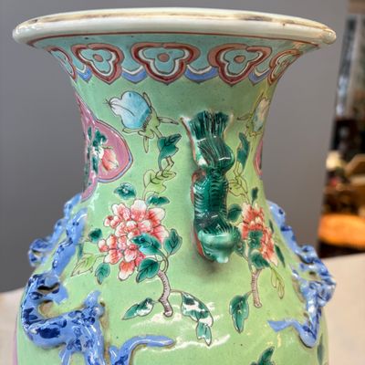 Three Chinese famille rose vases for the Straits or Peranakan market, one mounted as a lamp — photo 13