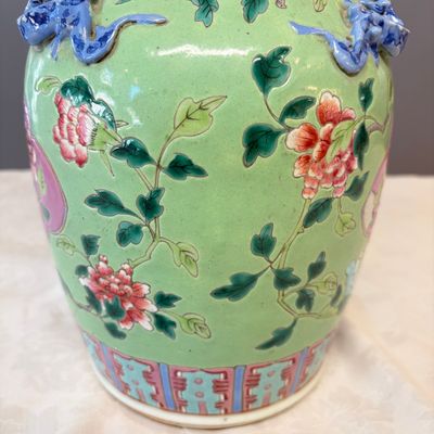 Three Chinese famille rose vases for the Straits or Peranakan market, one mounted as a lamp — photo 14