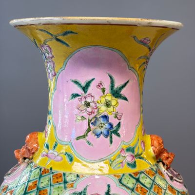 Three Chinese famille rose vases for the Straits or Peranakan market, one mounted as a lamp — photo 18