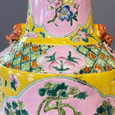 Three Chinese famille rose vases for the Straits or Peranakan market, one mounted as a lamp — photo 19