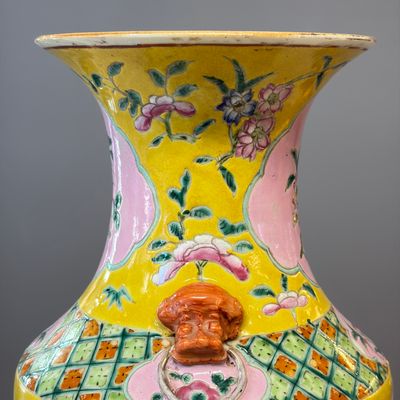 Three Chinese famille rose vases for the Straits or Peranakan market, one mounted as a lamp — photo 29