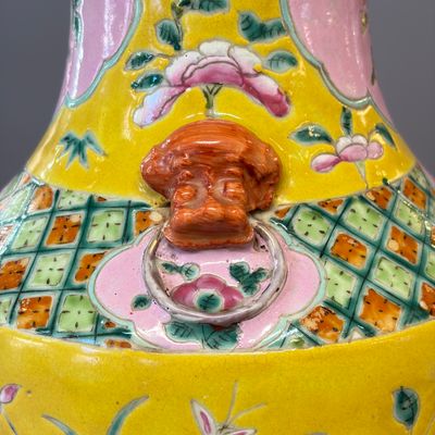 Three Chinese famille rose vases for the Straits or Peranakan market, one mounted as a lamp — photo 30