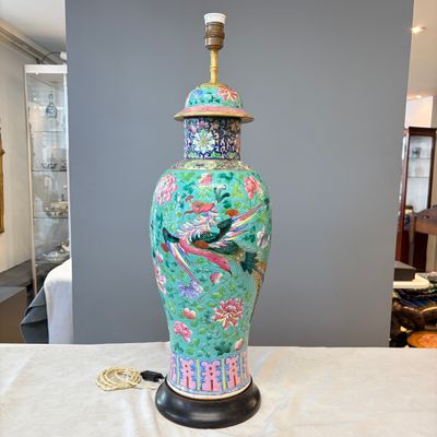 Three Chinese famille rose vases for the Straits or Peranakan market, one mounted as a lamp — photo 35