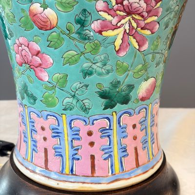 Three Chinese famille rose vases for the Straits or Peranakan market, one mounted as a lamp — photo 40