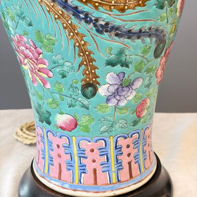 Three Chinese famille rose vases for the Straits or Peranakan market, one mounted as a lamp — photo 44