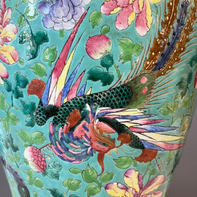 Three Chinese famille rose vases for the Straits or Peranakan market, one mounted as a lamp — photo 46