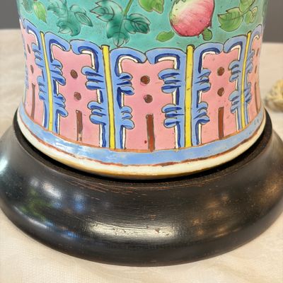 Three Chinese famille rose vases for the Straits or Peranakan market, one mounted as a lamp — photo 47