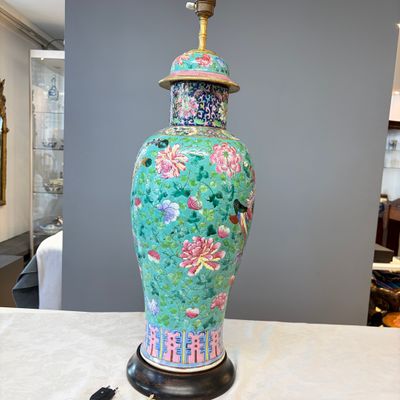 Three Chinese famille rose vases for the Straits or Peranakan market, one mounted as a lamp — photo 48