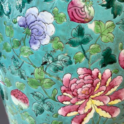 Three Chinese famille rose vases for the Straits or Peranakan market, one mounted as a lamp — photo 49