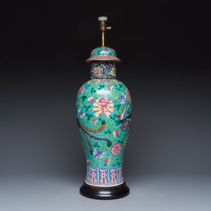 Three Chinese famille rose vases for the Straits or Peranakan market, one mounted as a lamp — photo 3