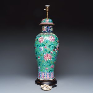 Three Chinese famille rose vases for the Straits or Peranakan market, one mounted as a lamp — photo 5