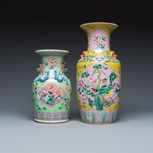 Three Chinese famille rose vases for the Straits or Peranakan market, one mounted as a lamp — photo 8