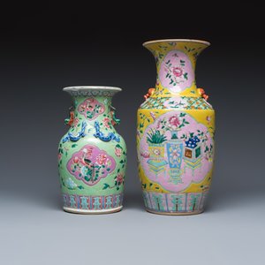 Three Chinese famille rose vases for the Straits or Peranakan market, one mounted as a lamp — photo 10