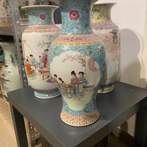 Three Chinese famille rose vases, Qianlong marks, Republic — photo 35