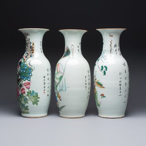 Three Chinese famille rose vases, signed Hu Yuanxin 胡源鑫, Luo Yisheng 羅義盛 and Wang Shengtai 汪生泰, 20th C. — foto 3
