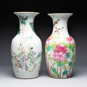 Three Chinese famille rose vases, two hat stands and a jar, 19th C. — photo 2