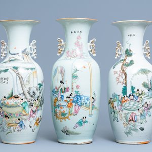 Three Chinese famille rose vases with boys near fish bowls, 19/20th C. — photo 1