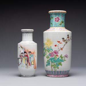Three Chinese famille rose vases with figural and floral design, Qianlong mark, 19/20th C. — photo 8