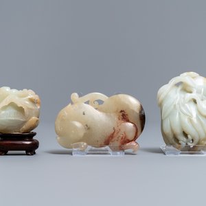Three Chinese jade carvings, 19/20th C. — 照片 3