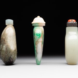 Three Chinese jade snuff bottles, 19/20th C. — foto 5